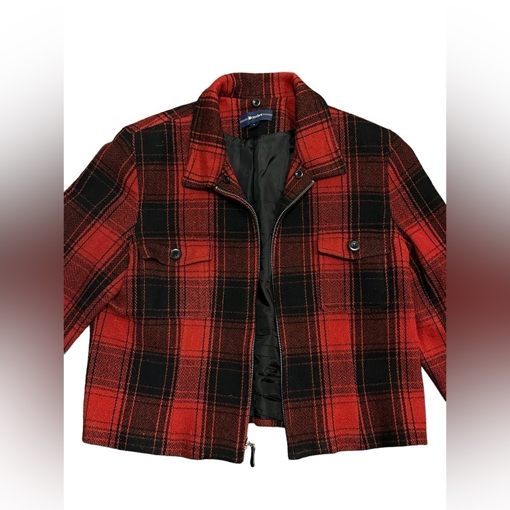 Vintage Breeches Women’s Wool Red/Black Plaid Zip Jacket with Pockets Size L‌‌ - Picture 3 of 10